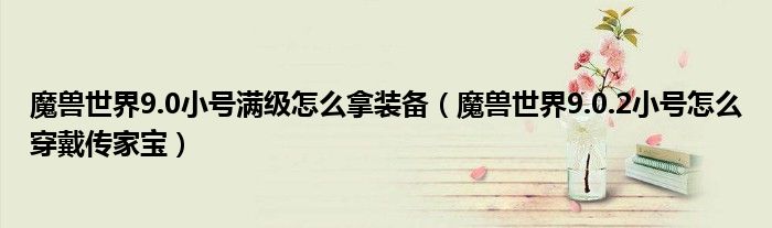 魔兽世界9.0小号满级怎么拿装备（魔兽世界9.0.2小号怎么穿戴传家宝）