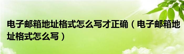 电子邮箱地址格式怎么写才正确(电子邮箱地址格式怎么写)