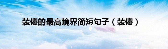 装傻的最高境界简短句子(装傻)