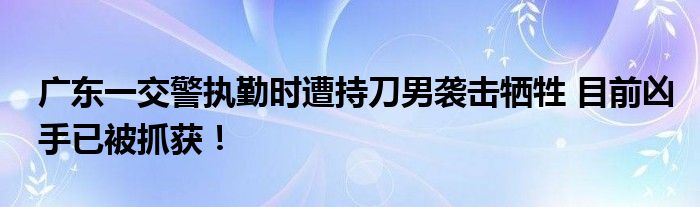 广东一交警执勤时遭持刀男袭击牺牲 目前凶手已被抓获!