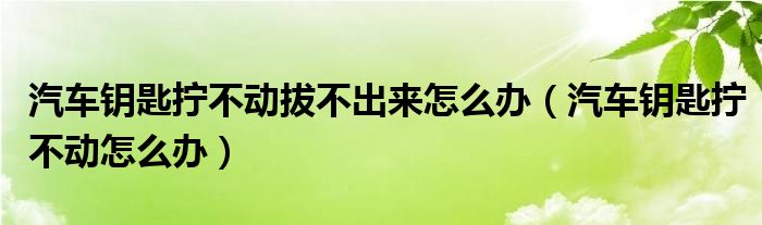 汽车钥匙拧不动拔不出来怎么办(汽车钥匙拧不动怎么办)