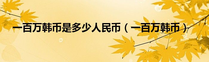 一百万韩币是多少人民币(一百万韩币)