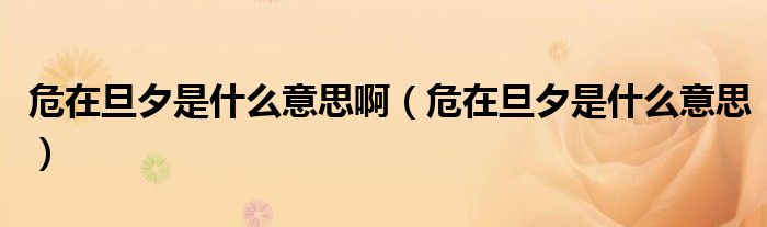 危在旦夕是什么意思啊(危在旦夕是什么意思)