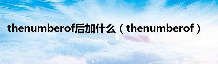 thenumberof后加什么(thenumberof)