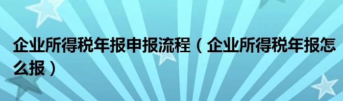 企业所得税年报申报流程(企业所得税年报怎么报)