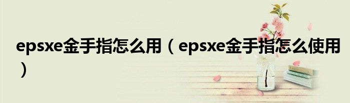 epsxe金手指怎么用(epsxe金手指怎么使用)