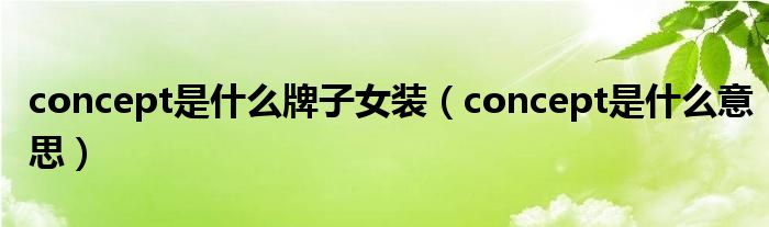 concept是什么牌子女装(concept是什么意思)