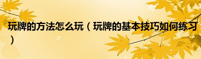 玩牌的方法怎么玩(玩牌的基本技巧如何练习)
