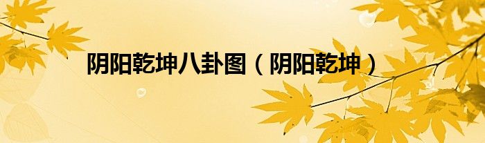 阴阳乾坤八卦图(阴阳乾坤)