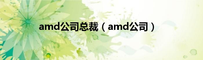 amd公司总裁（amd公司）
