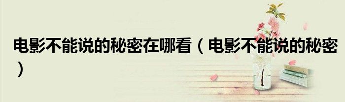 电影不能说的秘密在哪看(电影不能说的秘密)