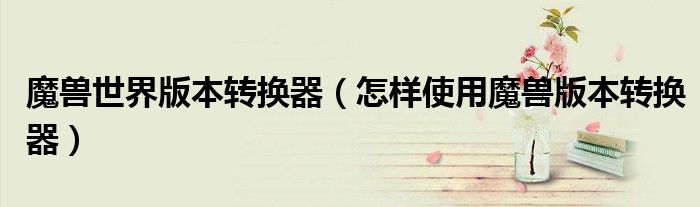 魔兽世界版本转换器(怎样使用魔兽版本转换器)