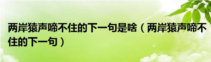 两岸猿声啼不住的下一句是啥(两岸猿声啼不住的下一句)