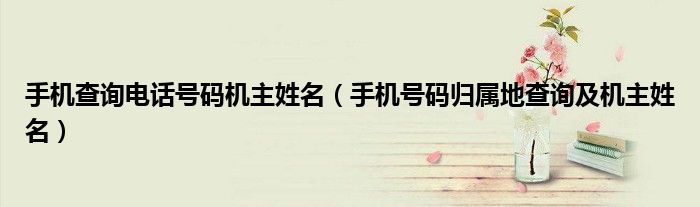 手机查询电话号码机主姓名(手机号码归属地查询及机主姓名)
