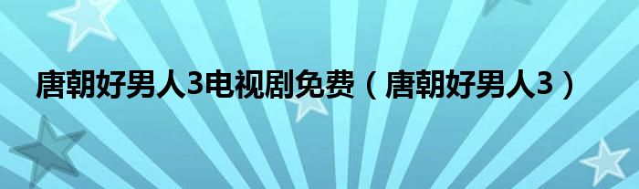 唐朝好男人3电视剧免费(唐朝好男人3)