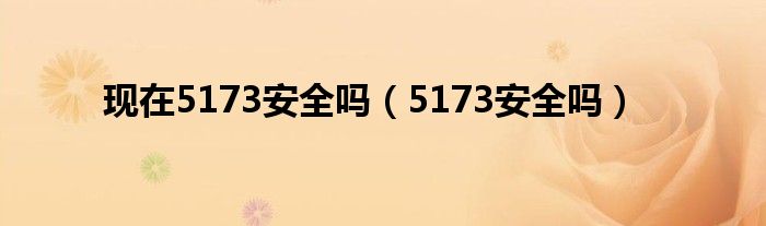 现在5173安全吗(5173安全吗)