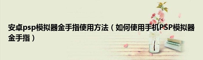 安卓psp模拟器金手指使用方法(如何使用手机PSP模拟器金手指)