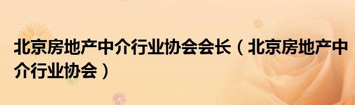 北京房地产中介行业协会会长(北京房地产中介行业协会)