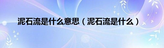 泥石流是什么意思(泥石流是什么)