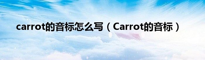 carrot的音标怎么写(Carrot的音标)