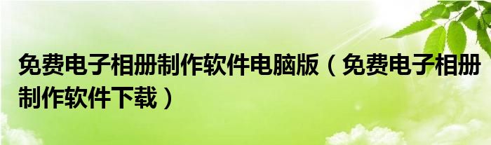 免费电子相册制作软件电脑版(免费电子相册制作软件下载)