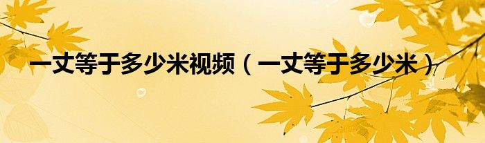 一丈等于多少米视频(一丈等于多少米)