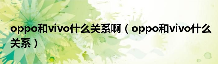 oppo和vivo什么关系啊(oppo和vivo什么关系)