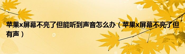 苹果x屏幕不亮了但能听到声音怎么办(苹果x屏幕不亮了但有声)