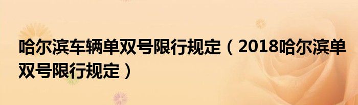 哈尔滨车辆单双号限行规定(2018哈尔滨单双号限行规定)