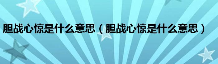 胆战心惊是什么意思(胆战心惊是什么意思)