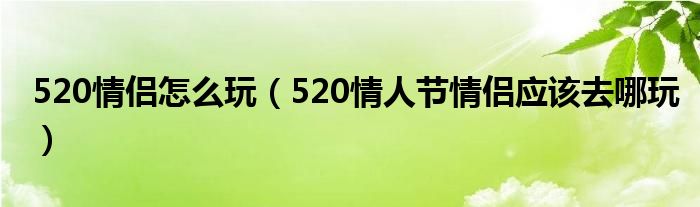 520情侣怎么玩(520情人节情侣应该去哪玩)