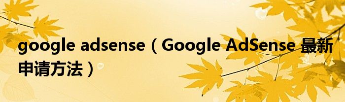 google adsense(Google AdSense 最新申请方法)