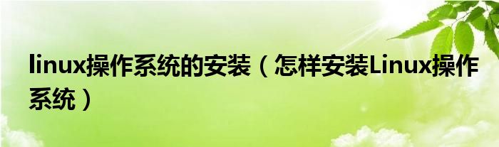 linux操作系统的安装(怎样安装Linux操作系统)