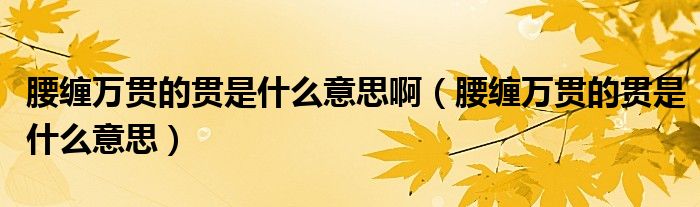 腰缠万贯的贯是什么意思啊(腰缠万贯的贯是什么意思)