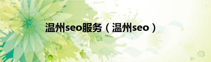 温州seo服务(温州seo)