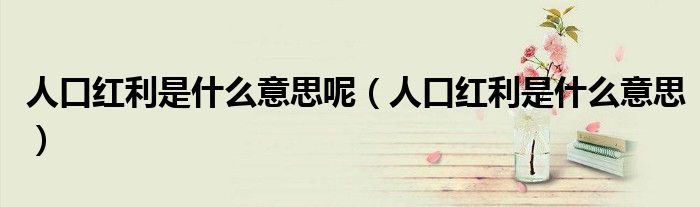 人口红利是什么意思呢(人口红利是什么意思)