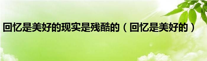 回忆是美好的现实是残酷的(回忆是美好的)