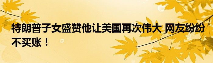 特朗普子女盛赞他让美国再次伟大 网友纷纷不买账!