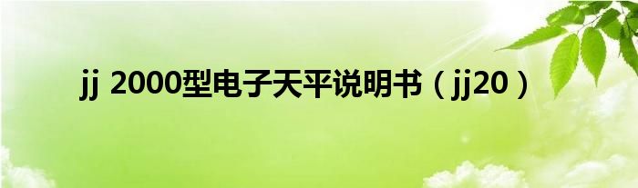 jj 2000型电子天平说明书(jj20)