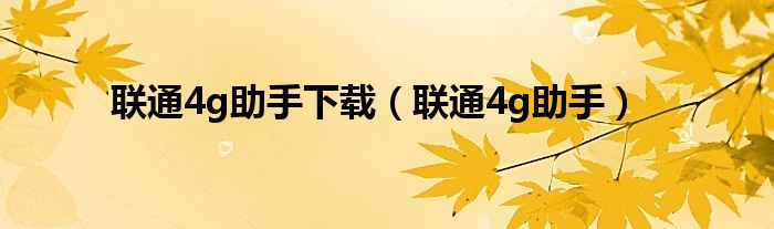 联通4g助手下载(联通4g助手)