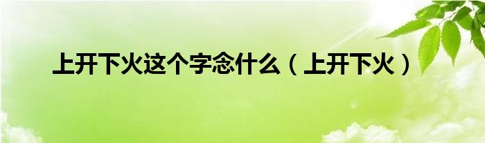 上开下火这个字念什么(上开下火)