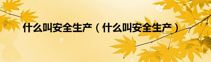 什么叫安全生产(什么叫安全生产)