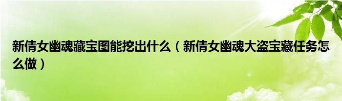 新倩女幽魂藏宝图能挖出什么(新倩女幽魂大盗宝藏任务怎么做)