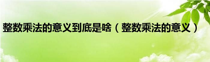 整数乘法的意义到底是啥(整数乘法的意义)