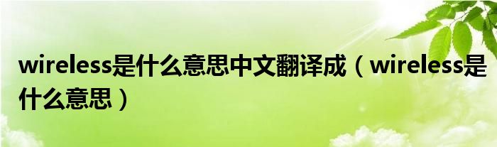 wireless是什么意思中文翻译成(wireless是什么意思)
