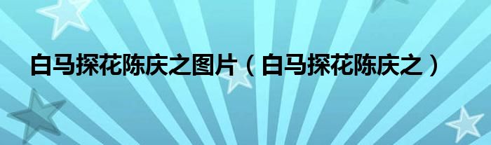 白马探花陈庆之图片(白马探花陈庆之)