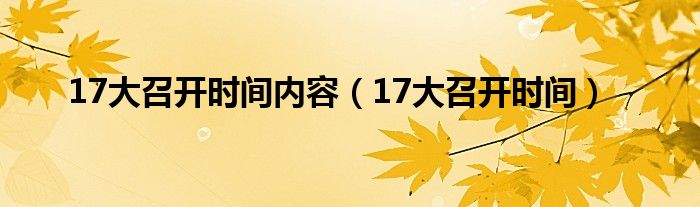 17大召开时间内容(17大召开时间)
