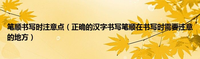 笔顺书写时注意点(正确的汉字书写笔顺在书写时需要注意的地方)