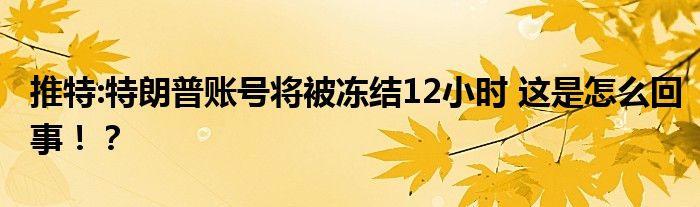 推特:特朗普账号将被冻结12小时 这是怎么回事！？