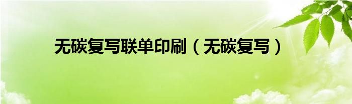 无碳复写联单印刷(无碳复写)
